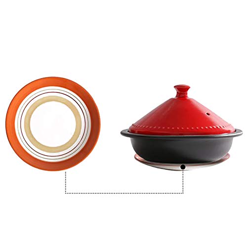 CCSU-Moroccan-Tagine-Pot-with-Red-LidCeramic-Casserole-Steamer-Braiser-Pan-Healthy-Saucepan-Earthen-Pot-for-Braising-Slow-Cooking-Black-073quart