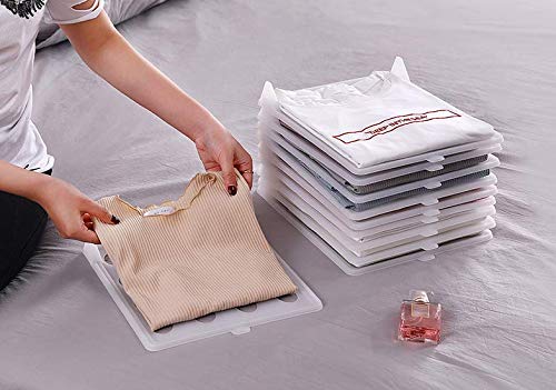 Closet Mess Killer l Foldable Stackable Folded T-Shirt Clothing Organizer l Fold Sort Laundry System l For Closets, Drawers, Dresser, Shelves, Suitcase, Wardrobe, Cabinet l Small (Tshirts), Pack of 50