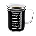 Premium Laboratory Beaker Mug - Powered By Caffeine - Borosilicate Glass 14 oz Capacity - Caffeine Molecule on Front and Funny Graduation Scale on Back