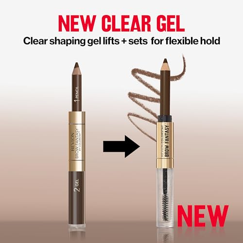 REVLON COLORSTAY BROW FANTASY, ALL IN ONE EYEBROW POWDER PENCIL WITH SHAPING CLEAR GEL, GEL INFUSED WITH PANTHENOL, SMUDGE-PROOF, 16HR VISIBLY FULL BROWS, 004 DARK BROWN