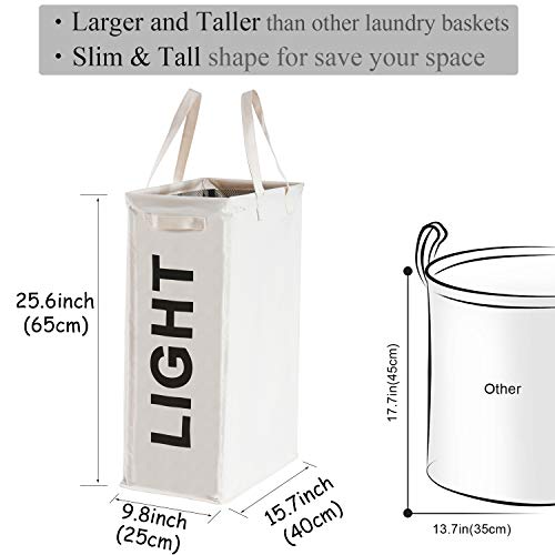 Haundry 2 Pack Light and Dark Laundry Hamper with Extended Handles