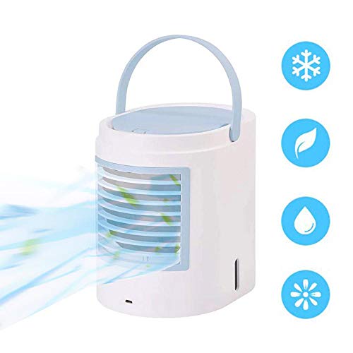 Mini Air Conditioner Portable Hanging Ice Air Cooler, 3 Speeds 7 Colours LED Quiet 3-in-1 Evaporative Humidifier Purifier, Hanging Air Space Cooler for Tent Home Office Travel