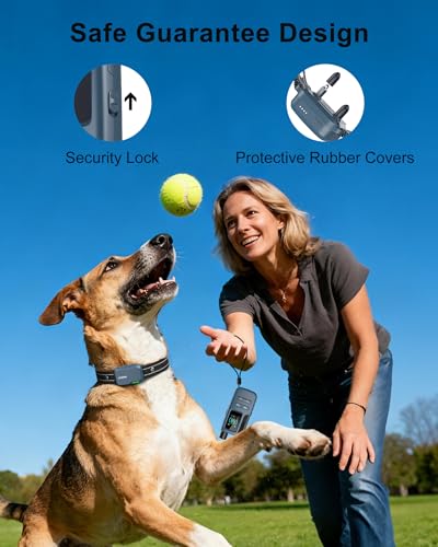 Jugbow Dog Shock Collar - 4500FT Dog Training Collar with Remote, IPX8 Waterproof Electric Dog Collar with 4 Training Modes, Security Lock, Rechargeable eCollar for 10-120lbs Dogs(Bright Blue 1 Pack)