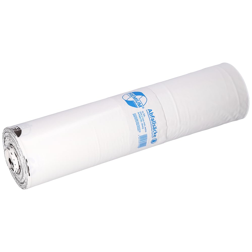 Deiss Premium Made from recycled LDPE 120 l, white, 25 pieces/roll