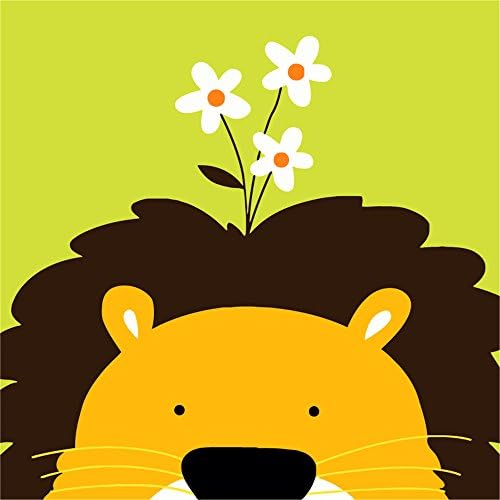 WAHUK Diy Oil Painting, Paint By Numbers For Adults Kids Animal Lion With Flowers Wood Frame -8" X 8"
