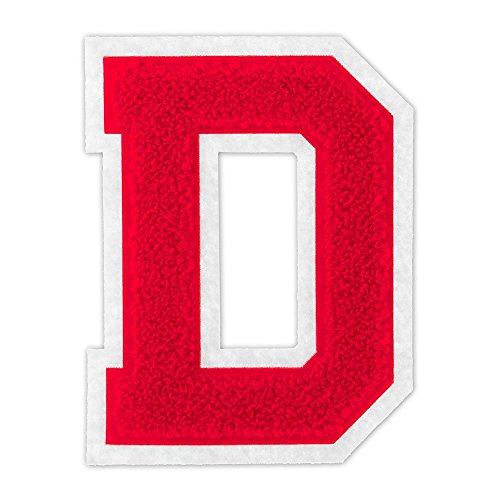 P - Red on White - 4 1/2 Inch Heat Seal/Sew On Chenille Varsity Letter