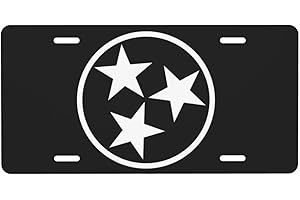 HANGWWZQ Tennessee Flag Black Tri-Star Volunteers Front License Plate Aluminum Decorative License Plates Funny Metal Car Plate 6"X12" Novelty Vanity Tag Cover with 4 Holes Car Decor Accessory