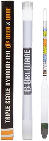 Home Brew Triple Scale Hydrometer for Beer, Wine, Cider and Mead Highly Accurate, Easy to Read, Specific Gravity Tester for Home Alcohol Brewing