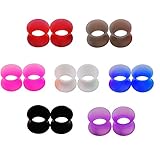 Longbeauty 7 Pair Thin Silicone Flexible Flesh Tunnel Expander Eer Plug Gauge Earlets 7 Colors 20MM
