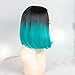 ZingSilky Ombre Blue Bob Style Straight Synthetic Wigs for Women High temperature Fiber+ Free Wig Cap(13inch, 1B#/blue)