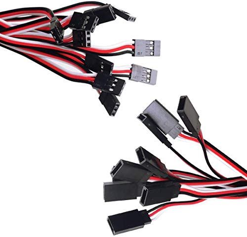 POFET 10 Stück Servo-Verlängerungskabel Anschlusskabel 50 cm 3-poliges Kabel JR-Stecker und Futaba-Buchse für RC… – Bild 3