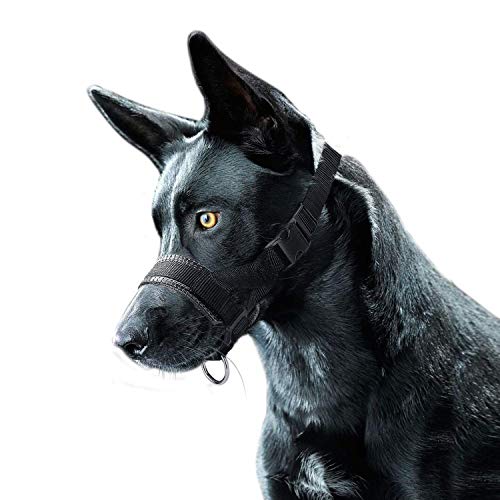 Nylon Dog Muzzle for Small,Medium,Large Dogs Prevent from Biting,Barking and Chewing,Adjustable Loop(M/Black)