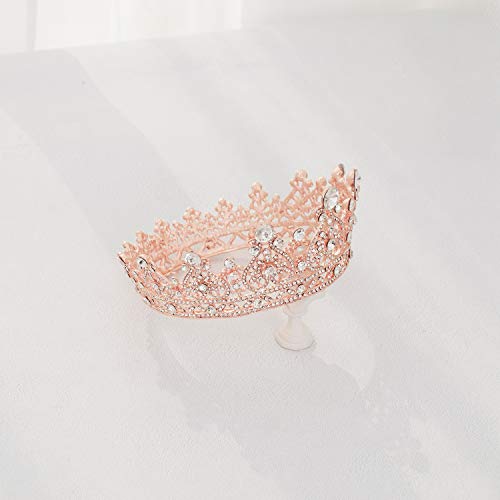 JOYPEA Crown Women Girls Rhinestone Womens Vintage Rose Gold Tiara Queens Birthday Pageant Costume Crown Bridal Crowns For Wedding