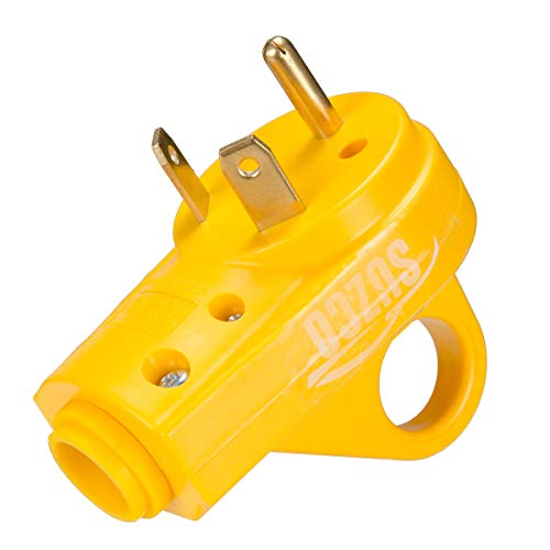 SUZCO 30 Amp RV Male Power Cord Replacement Plug End, 125 Volt Repair Receptacle Grip Electrical Plug