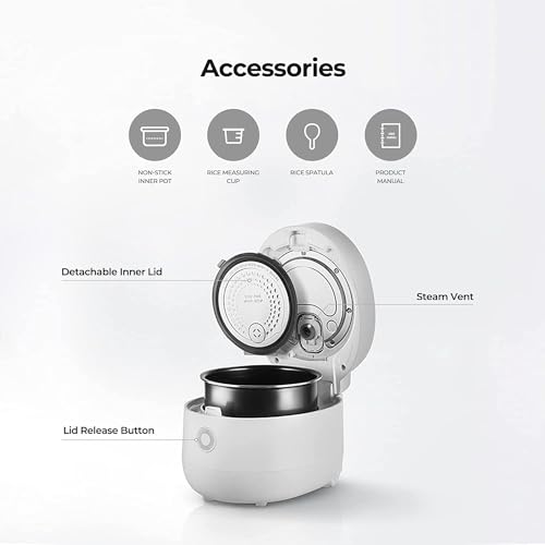 CUCKOO Small Rice Cooker 10 Menu Options White, Oatmeal, Brown