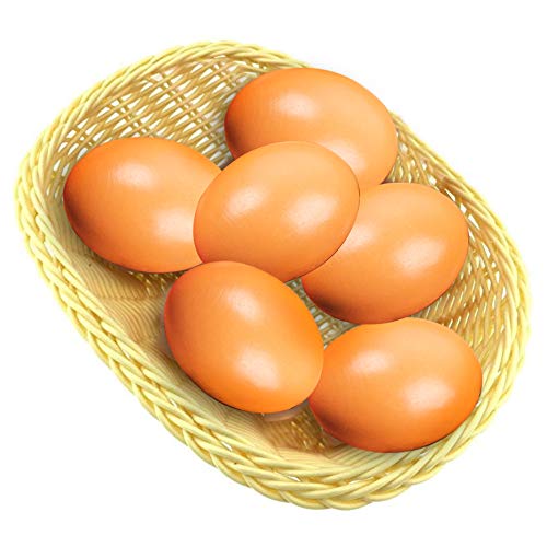 SallyFashion 6Pcs Wooden Faux Fake Eggs, Easter Eggs, Children Play Kitchen Game Food Toy - Log Color