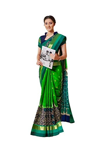 womens cotton saree with unstitched blouse piece [Uniform 2a]