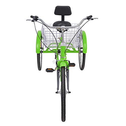H&ZT 26" Meridian Adult Tricycle 1/7 Speed 3 Wheel Bikes for Adults, Adult Tricycle Trike Cruise Bike with Large Size Basket for Recreation, Shopping, Exercise (Apple Green, 26" / 7-Speed)