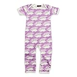 Milkbarn Short Sleeve Organic Cotton Baby Romper (3-6 month, Lavender Hedgehog)