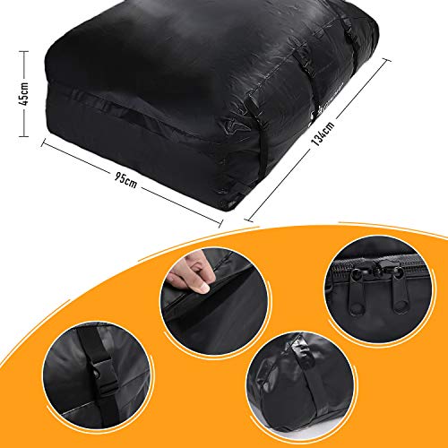 adakiit Car Roof Bag Top Carrier Cargo Storage Rooftop Luggage Waterproof Soft Box Luggage Outdoor Water Resistant for Car with Racks,Travel Touring,Cars,Vans, Suvs - Thumbnail 3