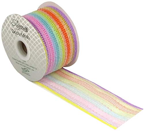 Eleganza Deco Mesh Pastel Rainbow 63mm x 10m Pattern No.270