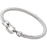 Kysin Chiys Unisex Stainless Steel Cable Wire Bracelets Charm Bangle Bracelet with Hook Clasp Best Friend Sister Fashion Jewelry Gift for Women Men