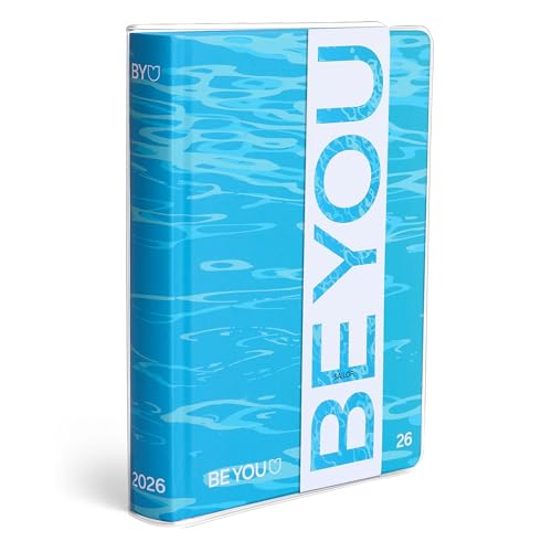 BE YOU - Pattern Sailor, Schülerkalender 2025-2026, Kalender 12 Monate Datum, Format Easy 12,5 cm x 16,5 cm, transparenter Umschlag, Tagebuch mit Aufkleber und Lesezeichen