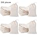 Tatuo 200 Pack Muslin Bags Burlap Drawstring sachet Bags Multipurpose Canvas Linen Pouch for Tea Jewelry Wedding Party Favors Storage
