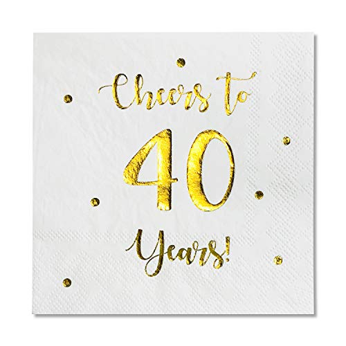 Cheers-to-40-Years-Cocktail-Napkins-Happy-40th-Birthday-Decorations-for-Men-and-Women-and-Wedding-Anniversary-Party-Decorations-50-Pack-3-Ply-Napkins-5-x-5-inch-folded-White