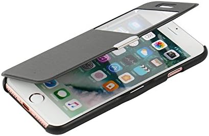 iPhone 7 Plus case, MTRONX Window View Magnetic Closure Ultra Folio Flip Slim PU Leather Case Cover Pouch for Apple iPhone 7 Plus - Black(MW-BK)