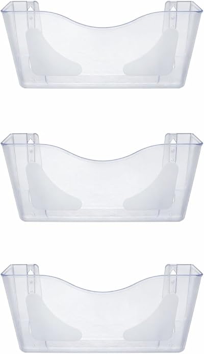 Deflecto A4 Wall Mounted Magazine File Holder Pack of 3 Crystal Acrylic
