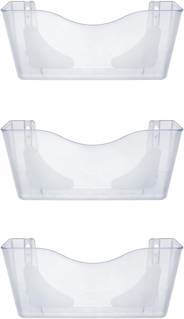Deflecto A4 Wall Mounted Magazine File Holder Pack of 3 Crystal Acrylic