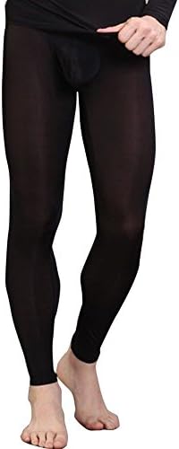 Iffee Men's Mesh Long Johns Slim Sexy Legging Tights