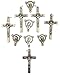 Religious Gifts Silver Tone Saint Benedict Crucifix with St Mary Medal Rosary Centerpiece, Lot of 10, 1 1/2 Inch
