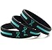 Inkstone Teal Awareness Ribbon Silicone Bracelets (12-Pack) - Wholesale Pack of 1 Dozen Unisex Wristbands for Men Women