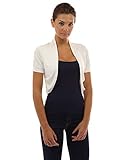 PattyBoutik Women's Pleated Sides Bolero Shrug (Ivory S)