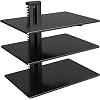 Floating Wall Mounted Shelf AV Mount Shelf – Holds up to 16.5lbs – DVD DVR Component Shelf with Strengthened Tempered…