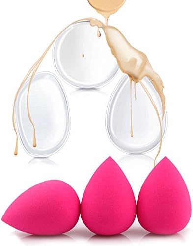 DLFE Makeup Sponges 3+3 Pieces Beauty Sponge Blender, 3 Pieces Silicone Makeup Sponge &amp; 3 Pieces Premium Beauty Sponge Blender With Bag