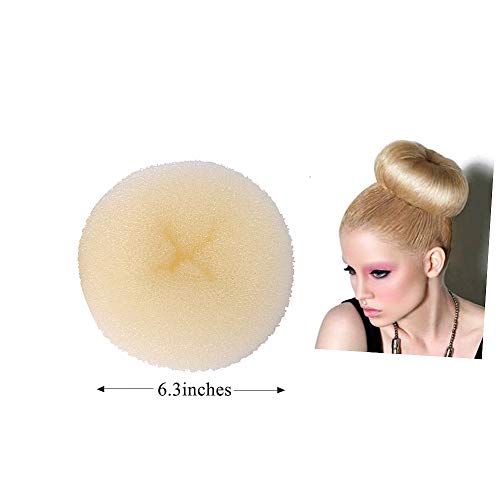 ClothoBeauty 1 piece Huge Extra Large Size Hair Bun Donut Maker, Ring Style Bun, Women Chignon Donut Buns Doughnut Shaper Hair Bun maker 6.3 inches (For Thick and Long Hair) (XX-Beige)