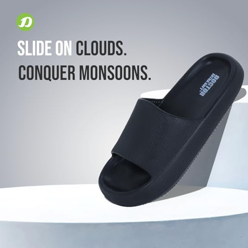 DOCTOR EXTRA SOFT Men's Classic Ultra Soft Sliders/Slippers with Cushion FootBed for Adult | Comfortable & Light Weight | Stylish & Anti-Skid | Waterproof & Everyday Flip Flops for Gents/Boys D-504