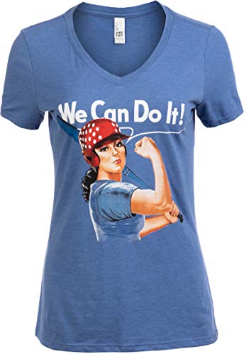 Rosie The Softball Player | Funny Cute Fun Slowpitch Fastpitch V-Neck T-Shirt Top for Women-(Vneck,2XL) Vintage Blue