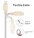iPhone Cables, 2 Pack 6FT Elktry High Speed Braided Charger Cord Line Fast Sync Data Cable Tangle-Free for iPhone 7 7 Plus 6 6S 6 Plus 6S Plus SE 5S 5C 5 iPad Pro Air iPod (Champagne Gold)