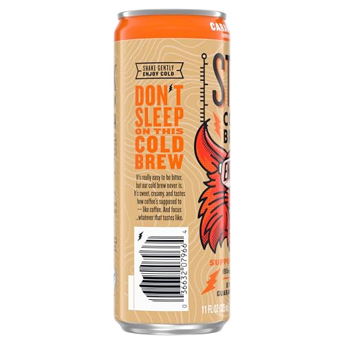 STOK COLD BREW ENERGY CARAMEL CREAM, READY TO DRINK CANNED COFFEE WITH 195MG CAFFEINE TO HELP SUPPORT FOCUS, B VITAMINS, GUARANA AND GINSENG, 11 FL OZ