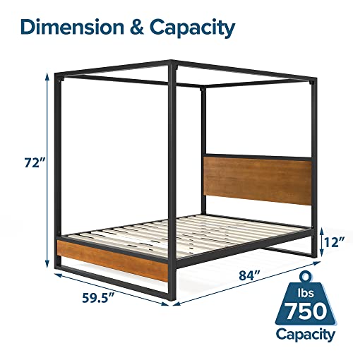 ZINUS Suzanne Bamboo and Metal Canopy Platform Bed Frame / No Box