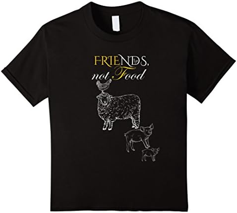 Kids Vegetarian T-shirt - Friends not food 4 Black