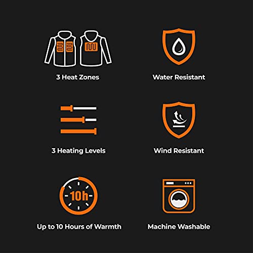 ORORO Men's Soft Shell Heated Jacket with Detachable Hood and Battery Pack (Black/Gold, M