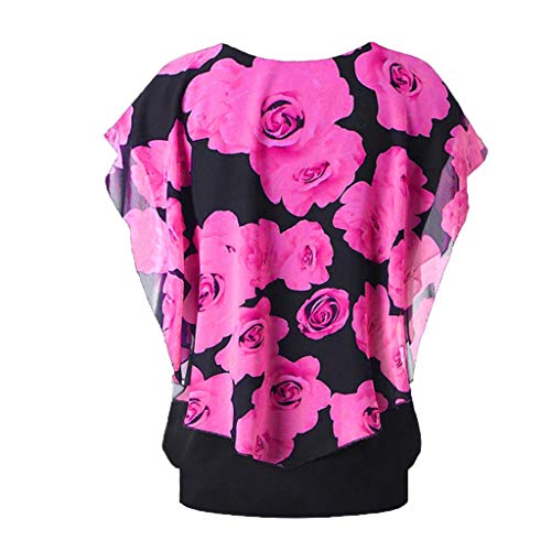 Respctfulâœ¿Women's Short Sleeve Tunics Shirt Floral Pleated Front Chiffon Blouses Classic Floral Ruffle Blouse Top Purple