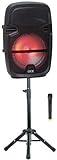 QFX PBX-61087 Portable Party Speaker with Stand and Wireless Microphone
