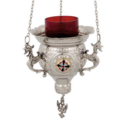 Hanging Nickel Plated Greek Christian Vigil Lamp (231 N)