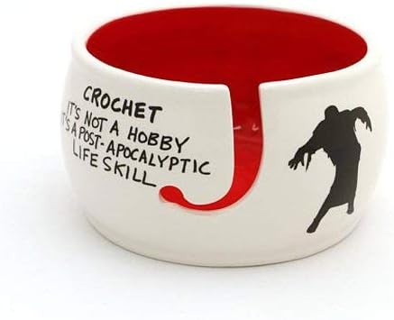 Zombie Apocalypse Crochet Yarn Bowl Funny Handmade Ceramic, LennyMud by Lorrie Veasey
